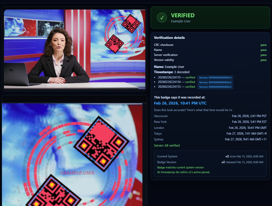 Viewer verification process — screenshot, upload, verified in seconds